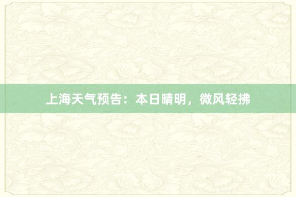 上海天气预告：本日晴明，微风轻拂